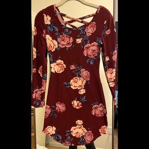 No Boundaries Knee Length Maroon Dress in XS